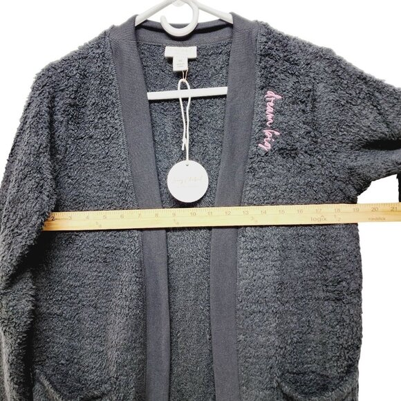 Lacey Chabert Collection Womens Black Fuzzy Open Cardigan With Pockets Size XS - Picture 4 of 11